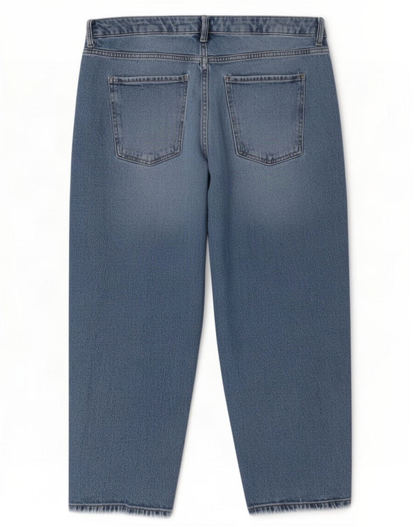 Marks & Spencer Jean Capri Carotte Femme UK 18 XL W38 L24 Bleu Coton