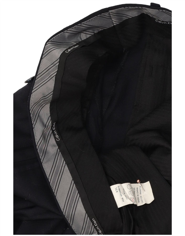 CALVIN KLEIN Pantalon de costume pour homme W32 L33 Bleu marine Laine