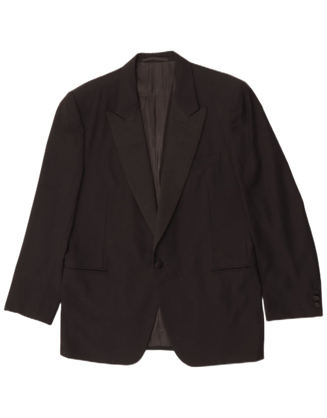 vintage Homme 1 Bouton Blazer Veste IT 50 Grande Laine Noire