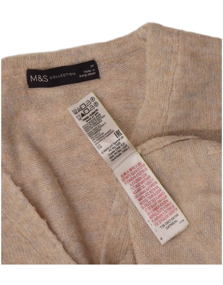 Marks & Spencer Pull col en V pour femme UK 14 Gris moyen moucheté