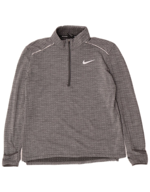 Nike Homme Running Zip Neck Pull Survêtement Haut Large Gris Polyester