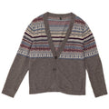 Benetton Pull Cardigan Femme UK 14 Gris Moyen Laine Fair Isle