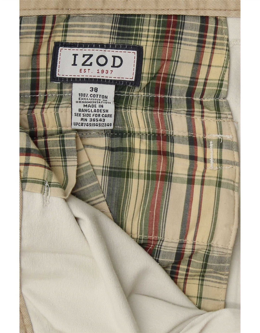 Izod Short Cargo Homme W38 XL Coton Blanc