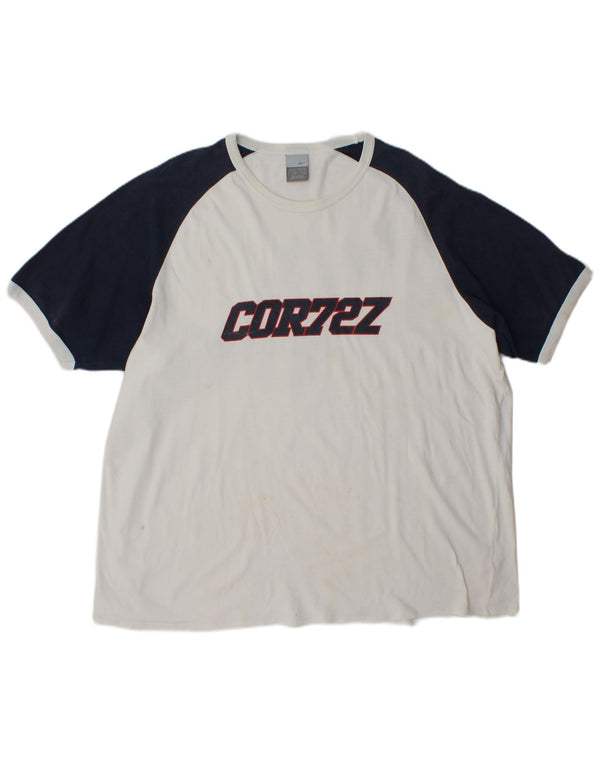 Nike T-shirt graphique pour homme UK 40/42 2XL Blanc Colorblock Coton