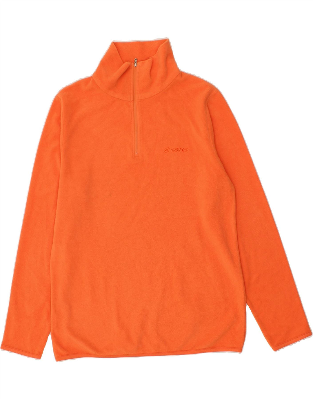 LOTTO Mens Zip Neck Fleece Jumper Medium Orange Polyester Vintage Lotto and Second-Hand Lotto from Messina Hembry 