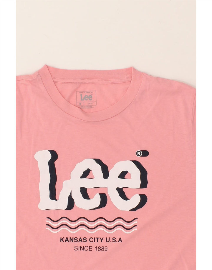 LEE Womens Graphic T-Shirt Top UK 14 Medium Pink Cotton | Vintage Lee | Thrift | Second-Hand Lee | Used Clothing | Messina Hembry 