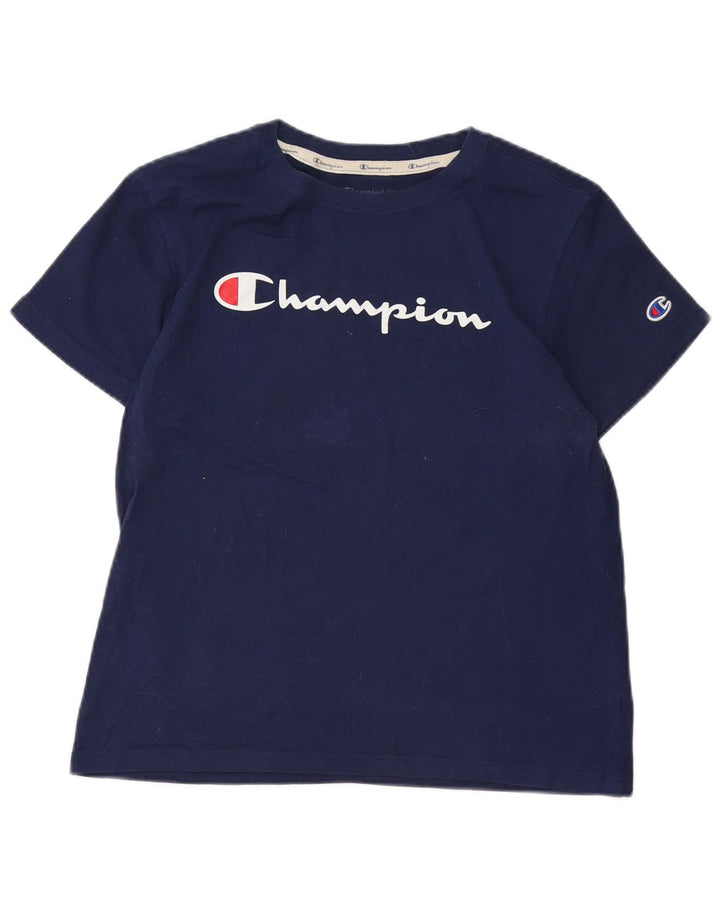 CHAMPION T-Shirt Graphique Femme UK 12 Bleu Marine Moyen