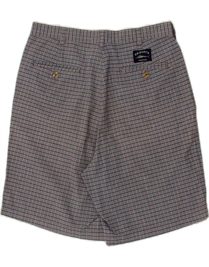 VINTAGE Short Chino Homme W32 Coton à Carreaux Gris Moyen