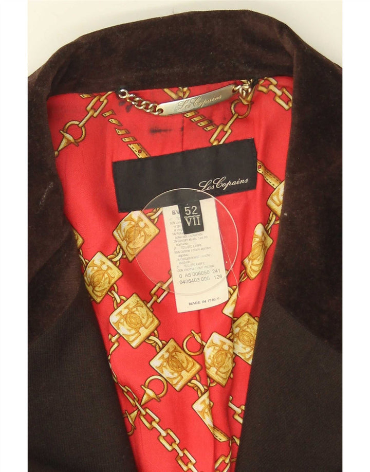 Les Copains Veste Blazer 3 Boutons Femme IT 52 2XL Marron Laine Vierge