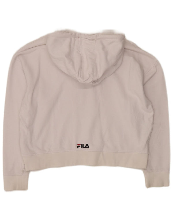 FILA Pull à capuche graphique surdimensionné pour femme UK 6 XS Coton blanc