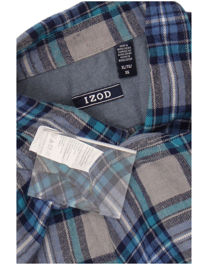 IZOD Chemise Flanelle Homme XL Bleu Carreaux Coton