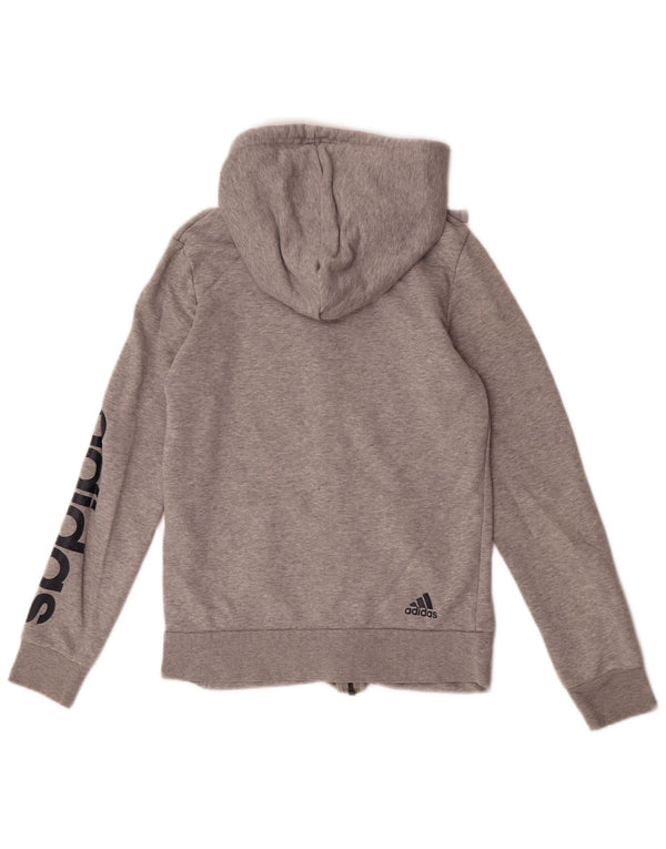 Adidas Pull à capuche zippé graphique pour femme UK 8/10 Petit coton gris