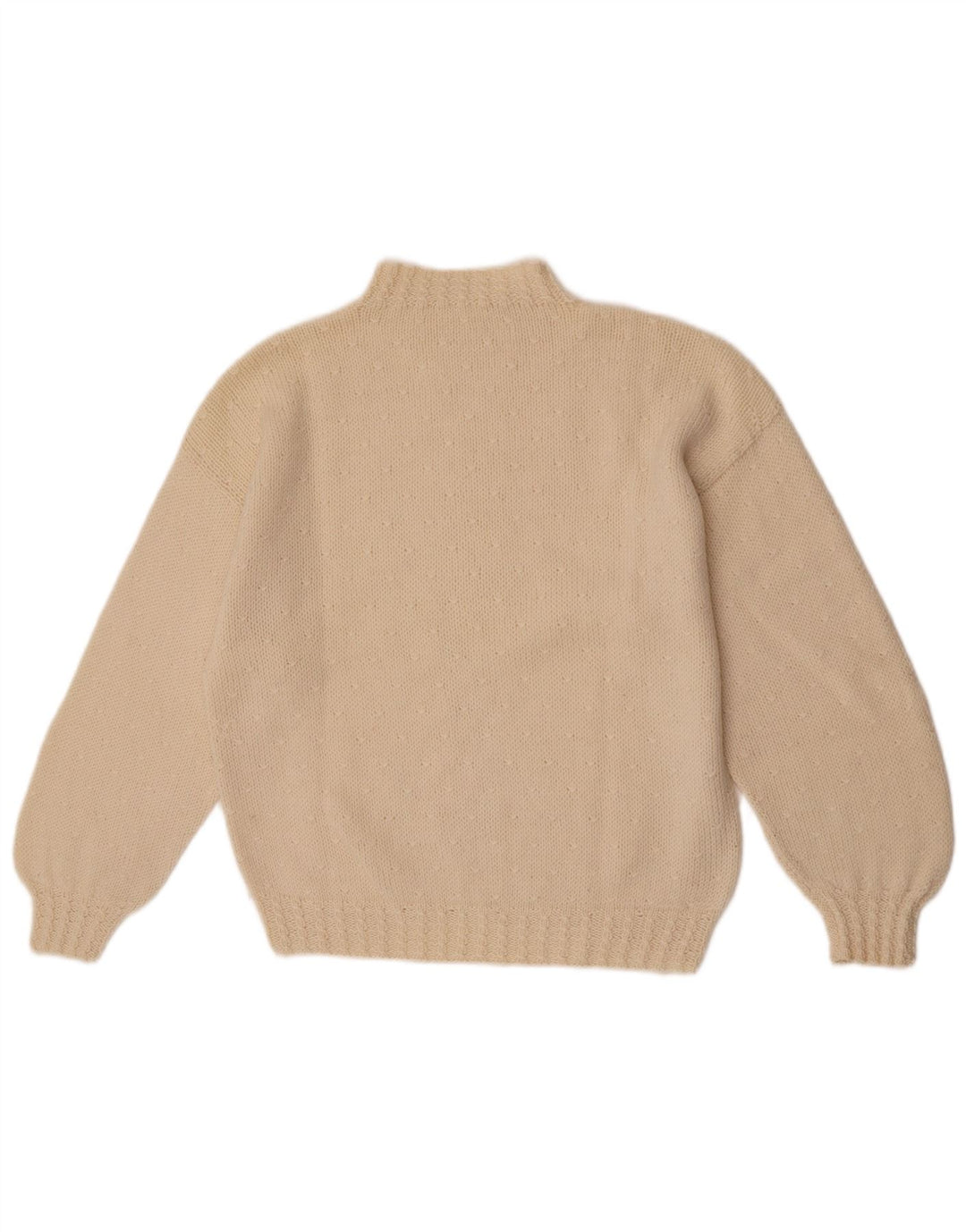 vintage Femmes Turtle Neck Jumper Pull UK 14 Moyen Off White