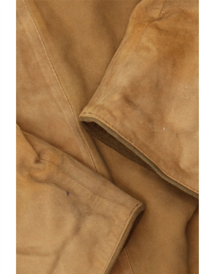 vintage Femme Trachten Daim Veste EU 36 Petit Cuir Beige