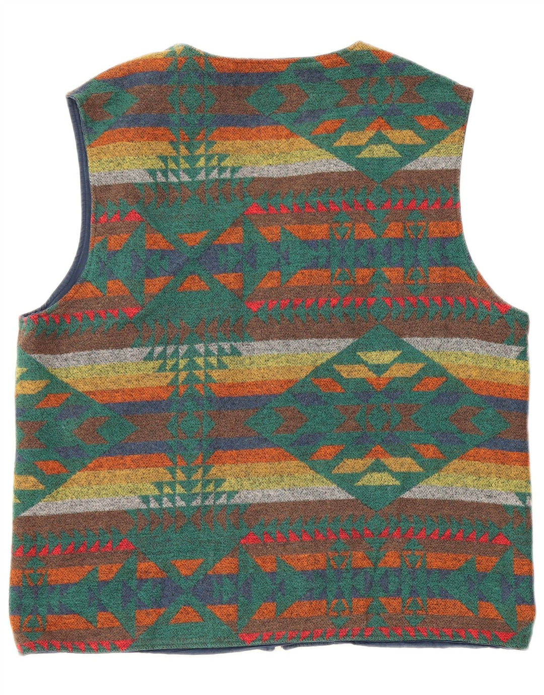 vintage Mens Réversible Gilet Grand Multicolore Fair Isle