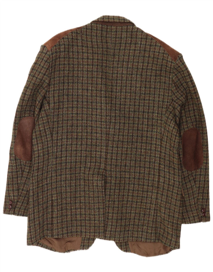 Harris Tweed Veste blazer à 2 boutons pour homme UK 38 pied-de-poule vert moyen