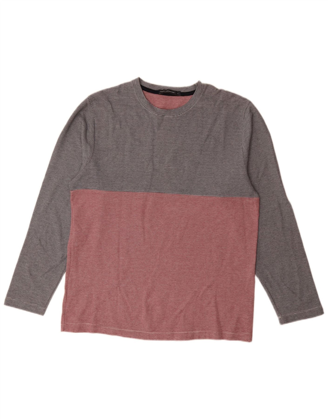 French Connection Haut à manches longues pour hommes en coton à fines rayures gris