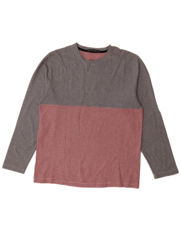French Connection Haut à manches longues pour hommes en coton à fines rayures gris