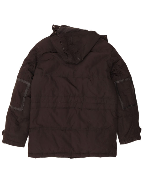 Navigare Mens Hooded Parka Jacket UK 40 Large Black Polyester