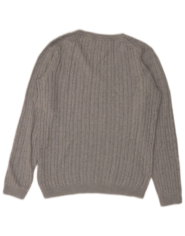Crew Clothing Pull col V pour femme UK 12 Gris moyen Coton
