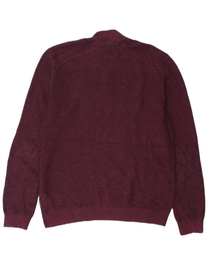 Ted Baker Mens Zip Neck Jumper Sweater Size 4 Large Burgundy Polyester