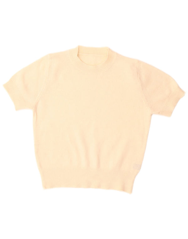 Shein Womens Short Sleeve Crew Neck Jumper Sweater UK 10 Small Beige