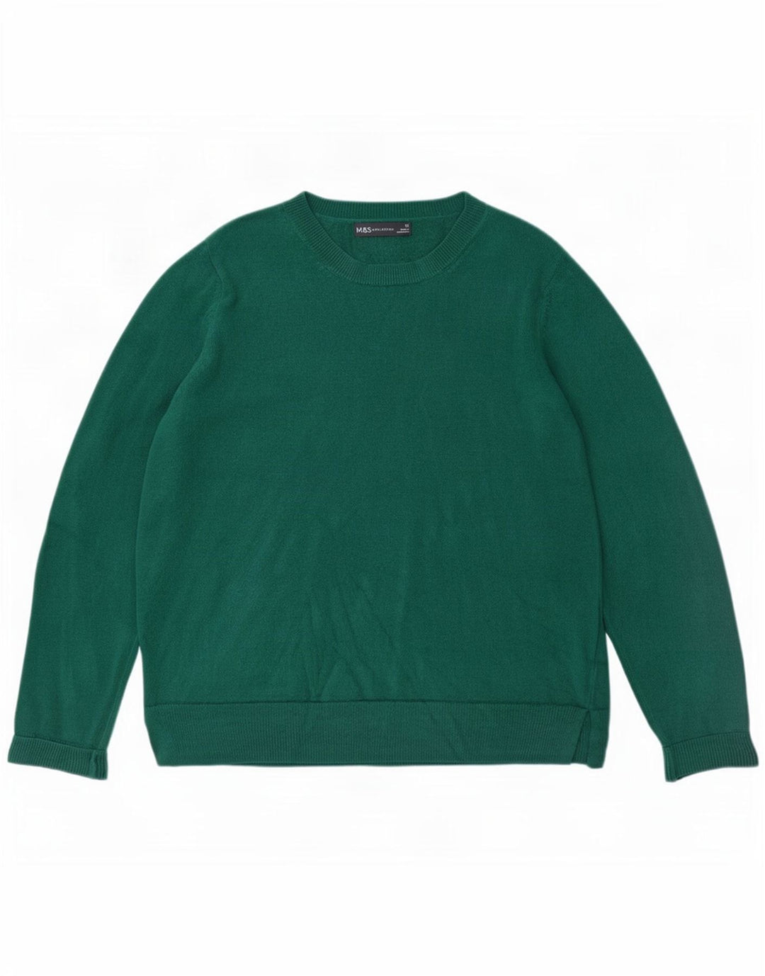 Marks & Spencer Pull à col rond pour femme UK 14 Acrylique vert moyen