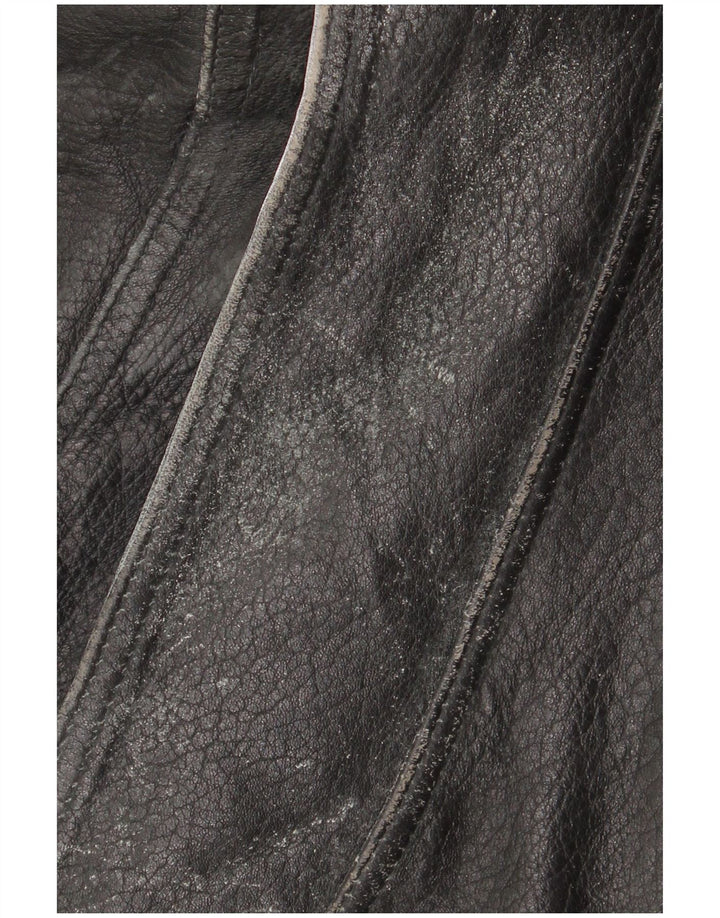 Clout Veste de motard en cuir pour homme UK 42 XL Cuir noir