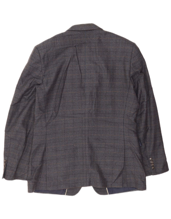 Marks & Spencer Veste blazer à 2 boutons pour homme UK 42 XL en laine à carreaux bleus