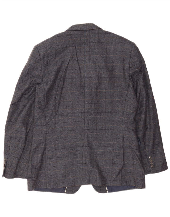 Marks & Spencer Veste blazer à 2 boutons pour homme UK 42 XL en laine à carreaux bleus