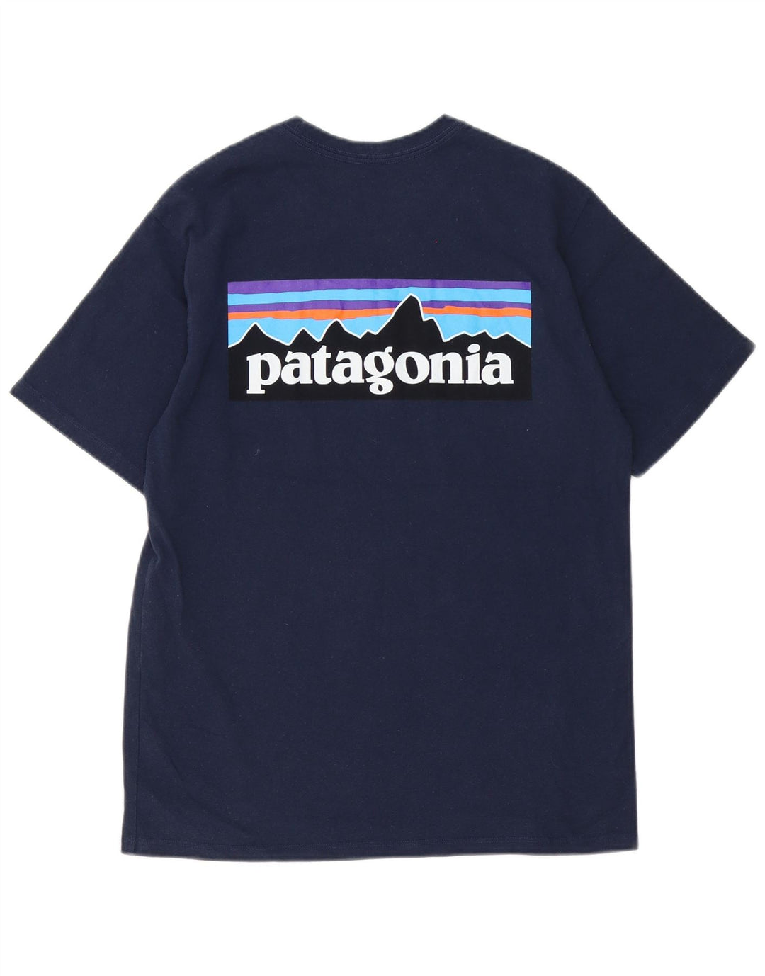 Patagonia Hommes Regular Fit Graphic T-Shirt Top Petit Bleu Marine Polyester