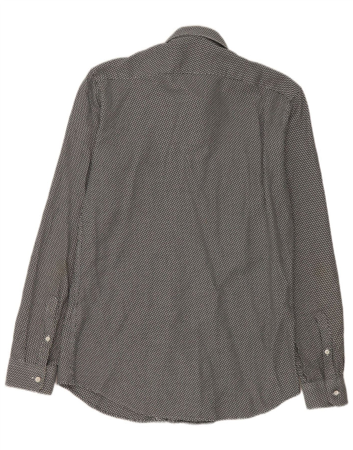 Reiss Chemise Slim Fit Homme Noir Moyen Chevron Coton