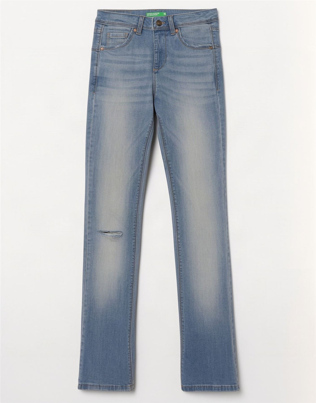 Benetton Jean bootcut slim effet vieilli pour femme W26 L31 Bleu