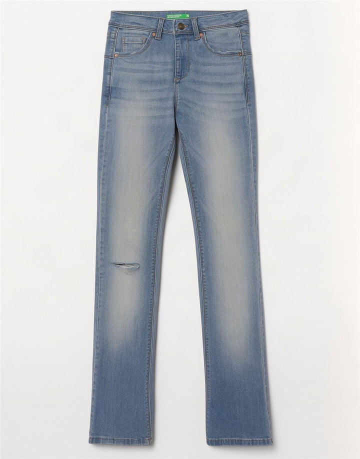 Benetton Jean bootcut slim effet vieilli pour femme W26 L31 Bleu