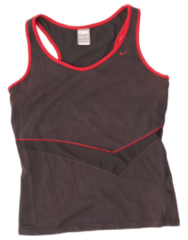 Nike Débardeur Femme UK 14/16 Large Gris Coton