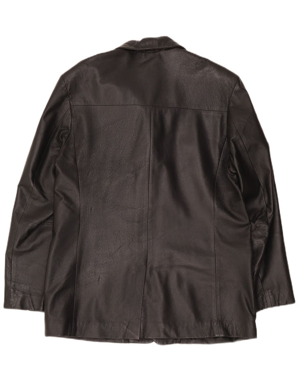 vintage Mens Cuir 2 Bouton Blazer Veste UK 36 Petit Noir Classique