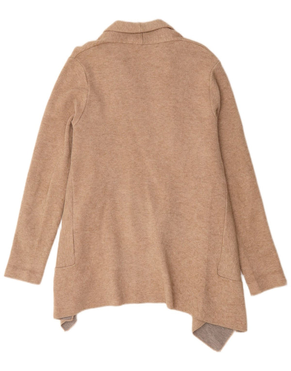 Zara Womens Asymétrique Longline Cardigan Pull UK 14 Beige Moyen
