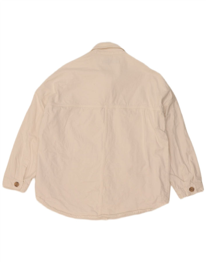 Zara Veste en jean surdimensionnée pour femme UK 14 Coton blanc moyen