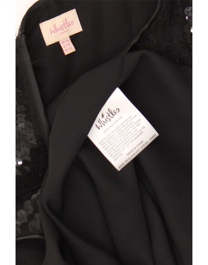 Whistles Robe fourreau sans manches à paillettes pour femme UK 44 Large Noir Polyester