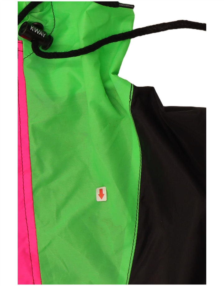 K-WAY Veste Anorak à capuche pour homme UK 40 Large Noir Colorblock Polyamide