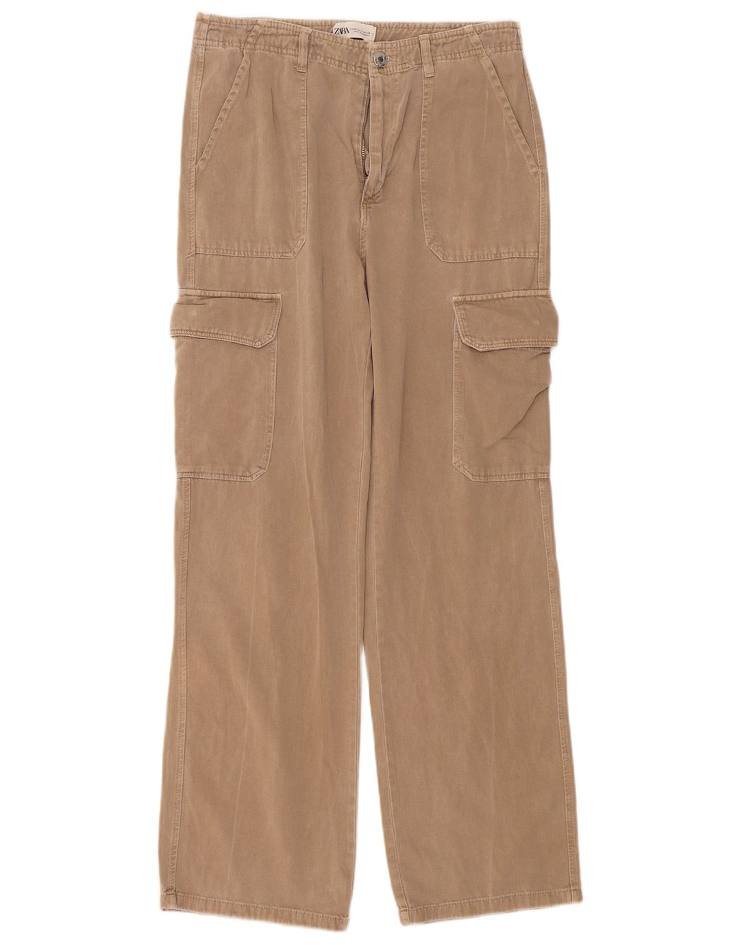 Zara Pantalon cargo droit pour femme EU 40 Medium W30 L31 Beige