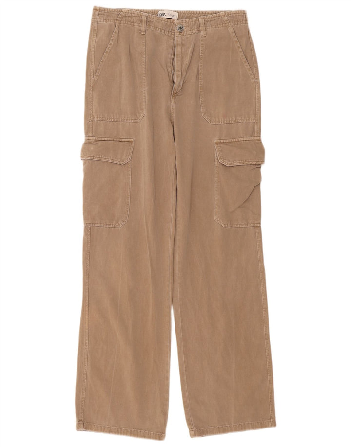 Zara Pantalon cargo droit pour femme EU 40 Medium W30 L31 Beige