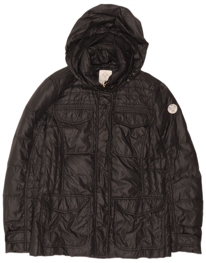North Sails Veste matelassée à capuche pour femme UK 16 Large Noir Polyamide