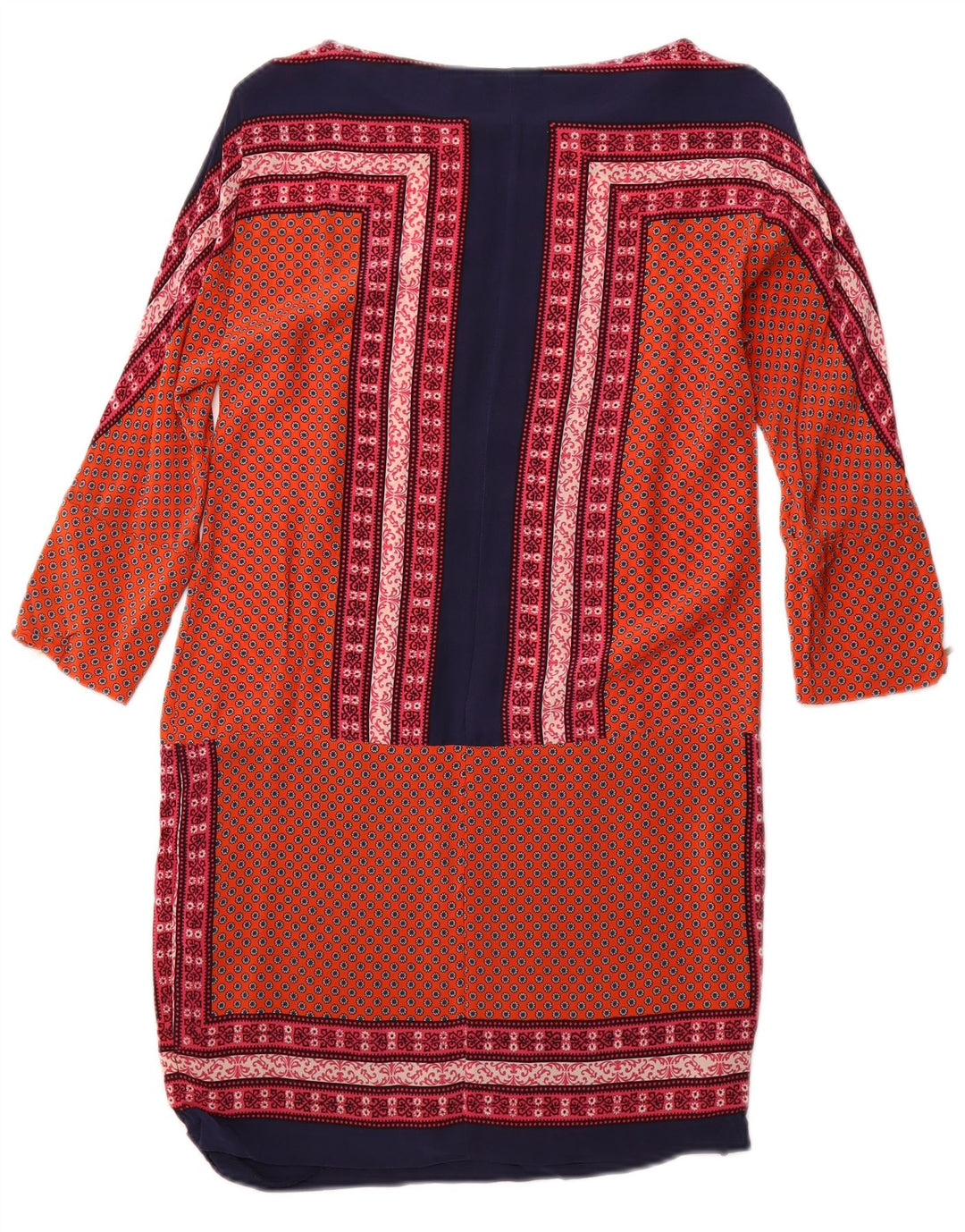 MASSIMO DUTTI Robe droite à manches 3/4 pour femme UK 12 Orange moyen floral