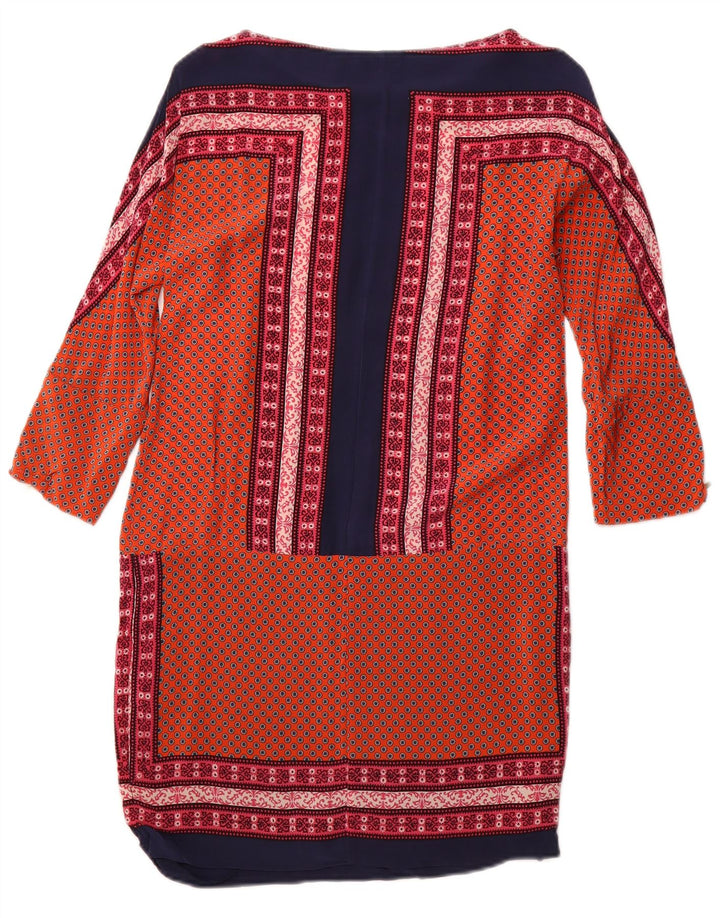 MASSIMO DUTTI Robe droite à manches 3/4 pour femme UK 12 Orange moyen floral