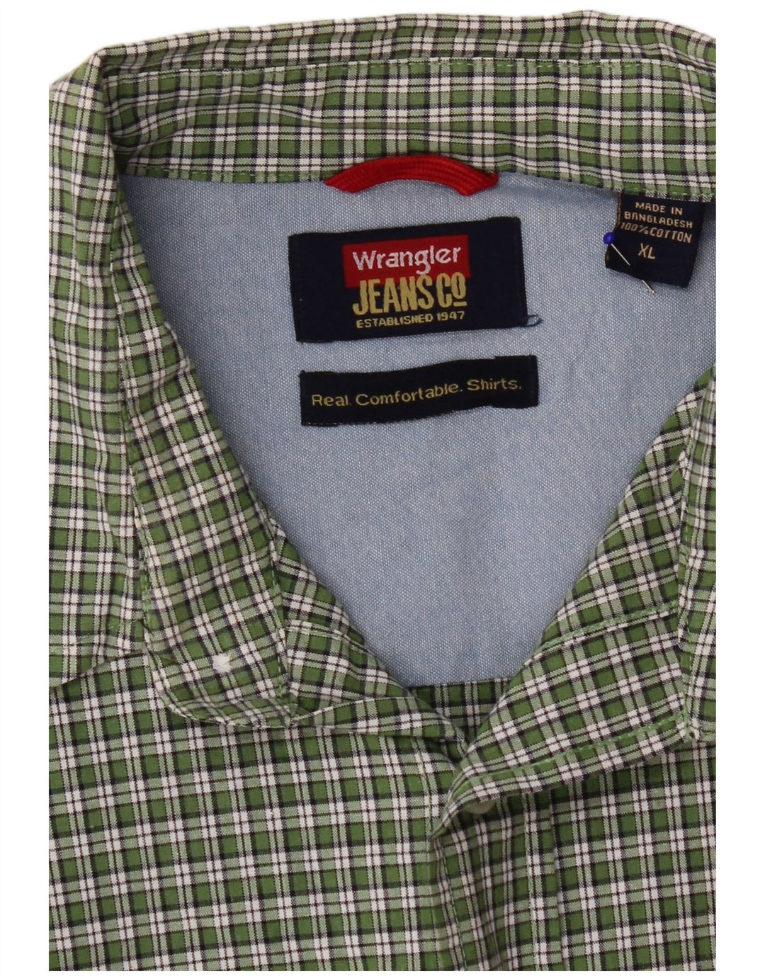 Wrangler Chemise à manches courtes pour homme XL en coton à carreaux verts