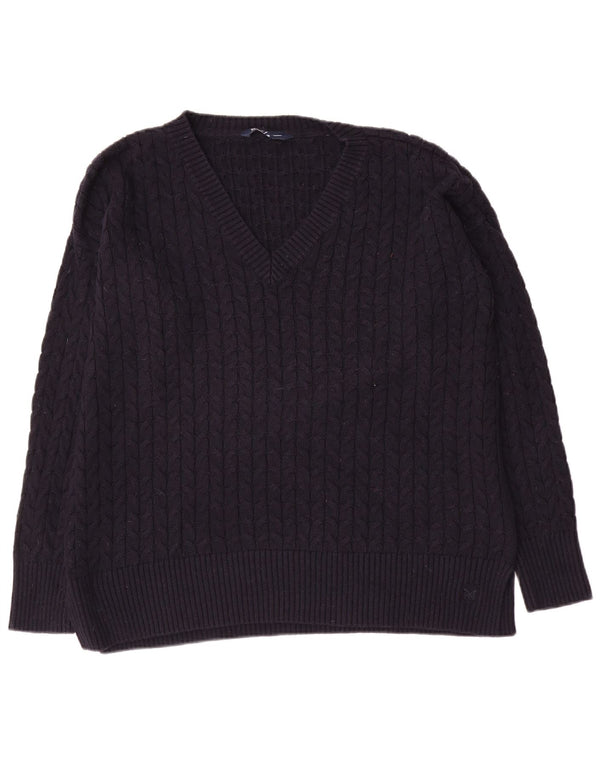 Crew Clothing Pull surdimensionné à col en V pour femme UK 16 Large Bleu marine