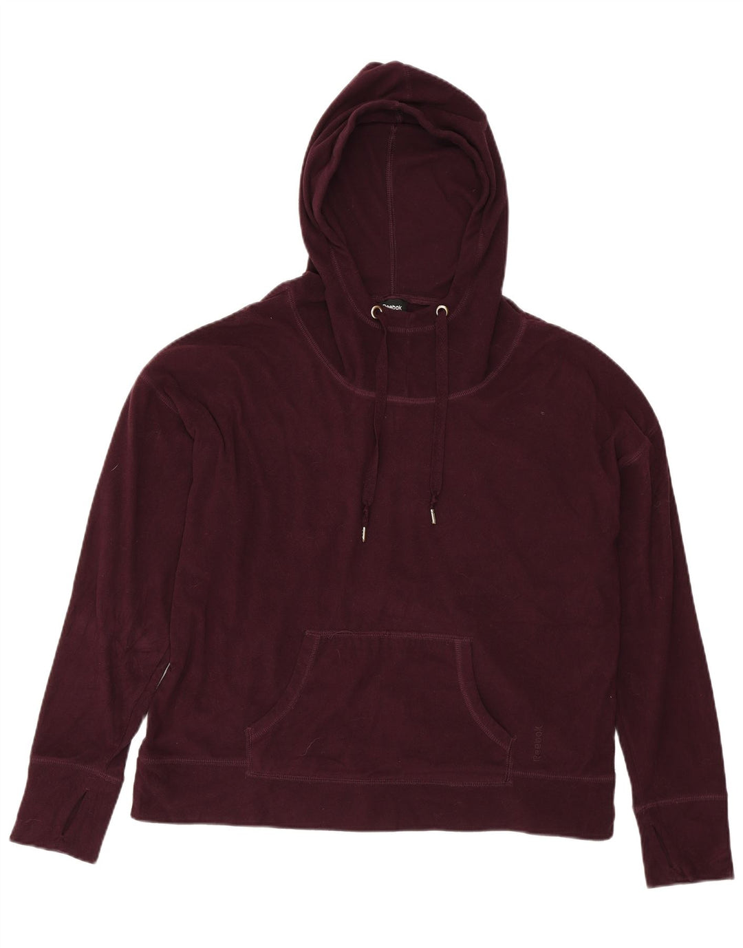 REEBOK Pull polaire à capuche surdimensionné pour femme UK 14 Bordeaux moyen