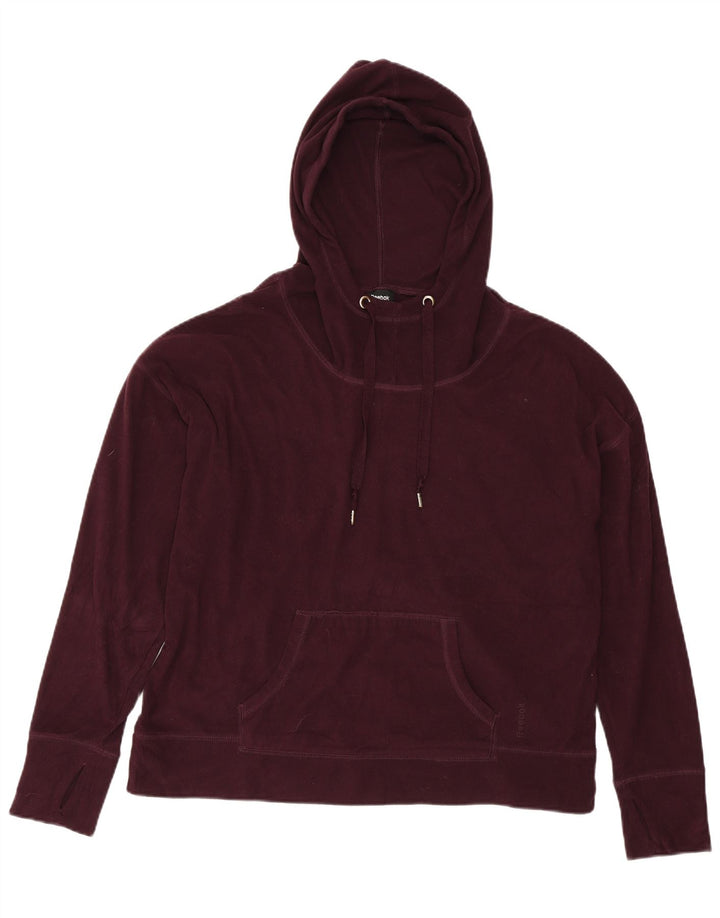 REEBOK Pull polaire à capuche surdimensionné pour femme UK 14 Bordeaux moyen