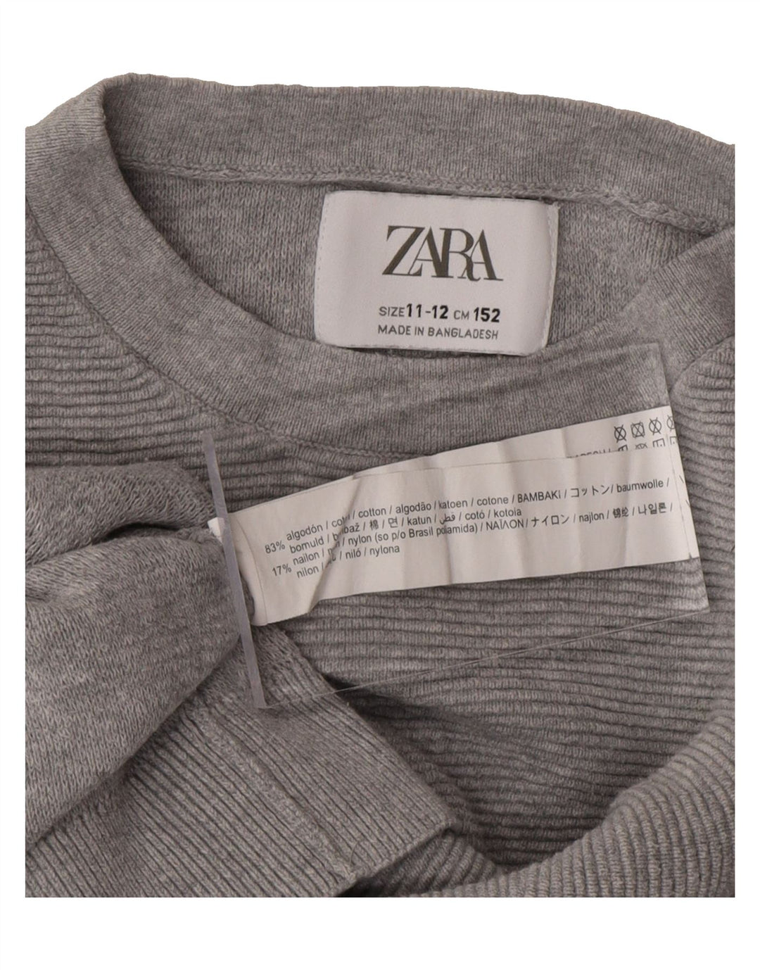ZARA Boys Crew Neck Jumper Sweater 11-12 Years Grey Cotton Vintage Zara and Second-Hand Zara from Messina Hembry 